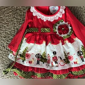 Counting Daisies Girls Red Layered Christmas Nutcracker Dress size 12 months